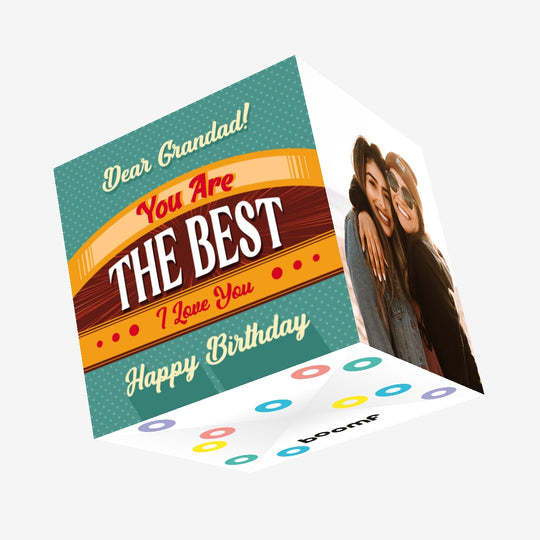 Vintage Poster Happy Birthday Grandad Confetti-exploding Greetings Card