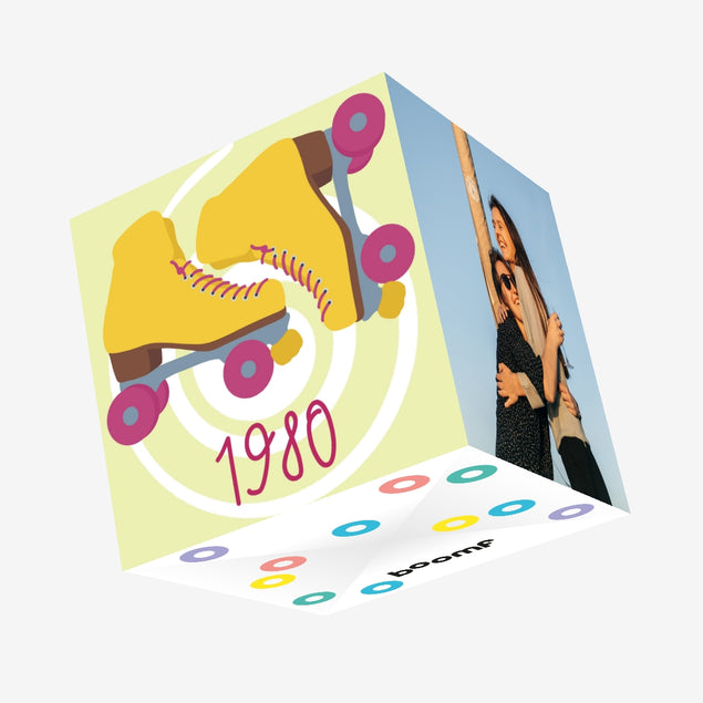 Happy Birthday 1980 Roller Skate Confetti-exploding Greetings Card