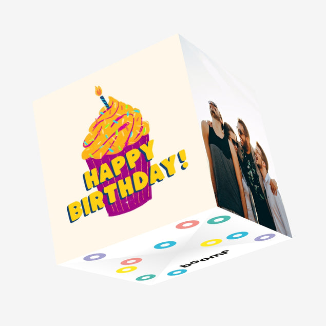 Cupcake Happy Birthday Confetti-exploding Greetings Card