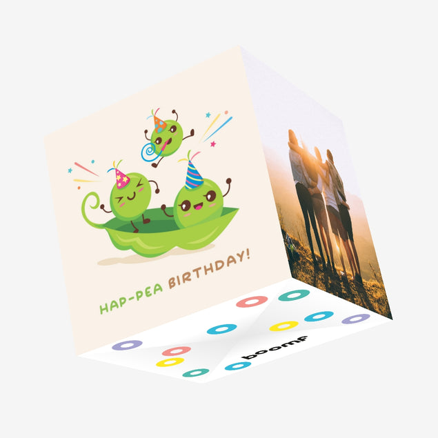 Cute Hap-Pea Birthday Confetti-exploding Greetings Card