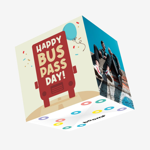 Happy Bus Pass Day Confetti-exploding Greetings Card