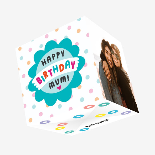 Happy Birthday Mum Blue Flower Confetti-exploding Greetings Card