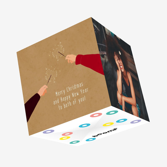 Merry Christmas And Happy New Year Both Of You Bengal Lights Confetti-exploding Greetings Card