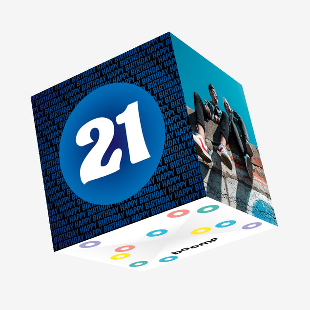 21 Blue Confetti-exploding Greetings Card