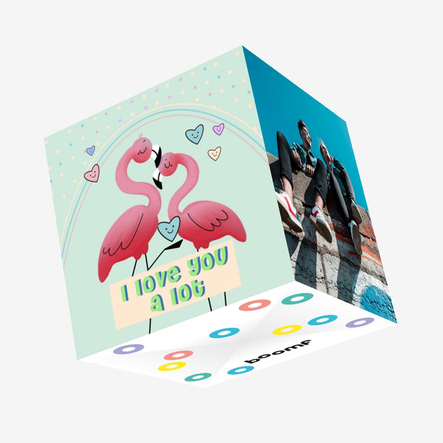 I Love You A Lot Two Flamingos And Little Hearts Valentine's Day Confetti-exploding Greetings Card