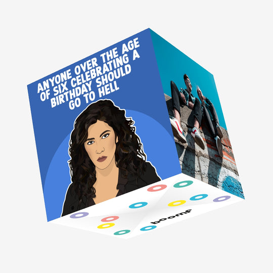 Hell Happy Birthday Blue Confetti-exploding Greetings Card