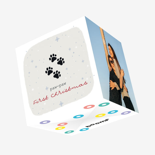 Happy First Christmas Four Little Paws Confetti-exploding Greetings Card