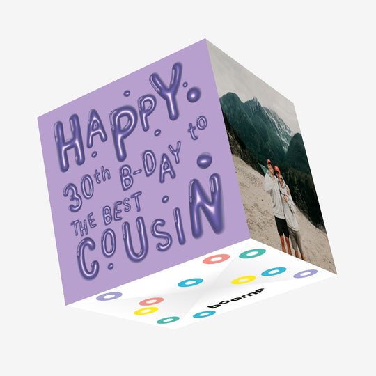 Made Of Balloons Happy 30th Birthday Cousin Confetti-exploding Greetings Card