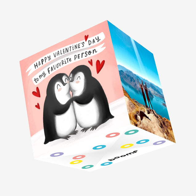 Hapy Valentine's Day To My Favourite Person Charming Penguins Confetti-exploding Greetings Card