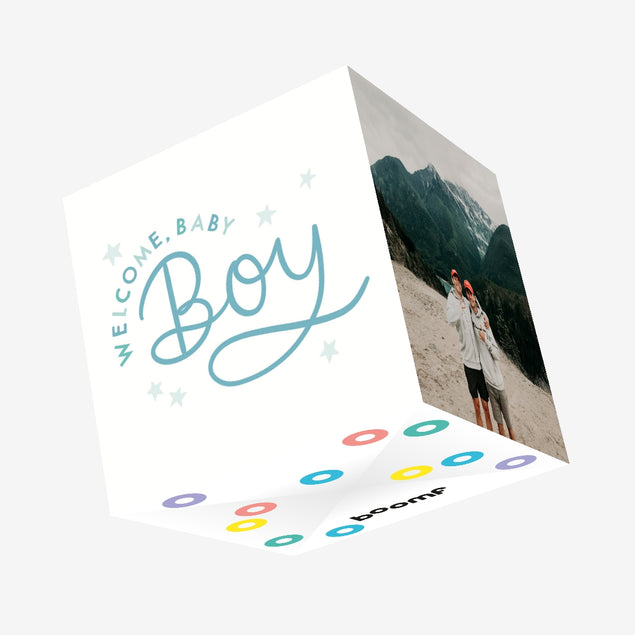 Welcome Baby Boy Confetti-exploding Greetings Card