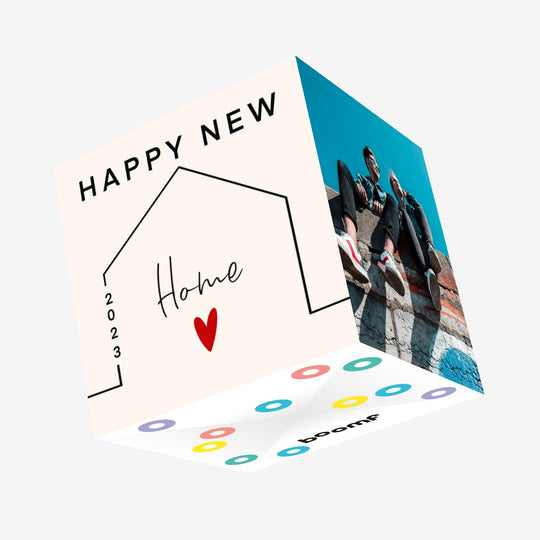 Happy New Home 2023 Minimalist House Confetti-exploding Greetings Card