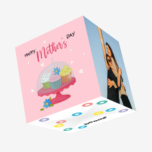 Pink Themed Cupcakes Happy Mother's Day Confetti-exploding Greetings Card