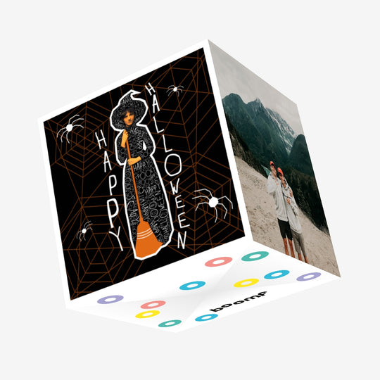 Victorian Halloween Spider Web Background Confetti-exploding Greetings Card