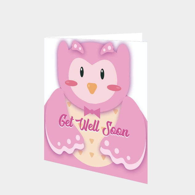 Get Well Pink Owl Card