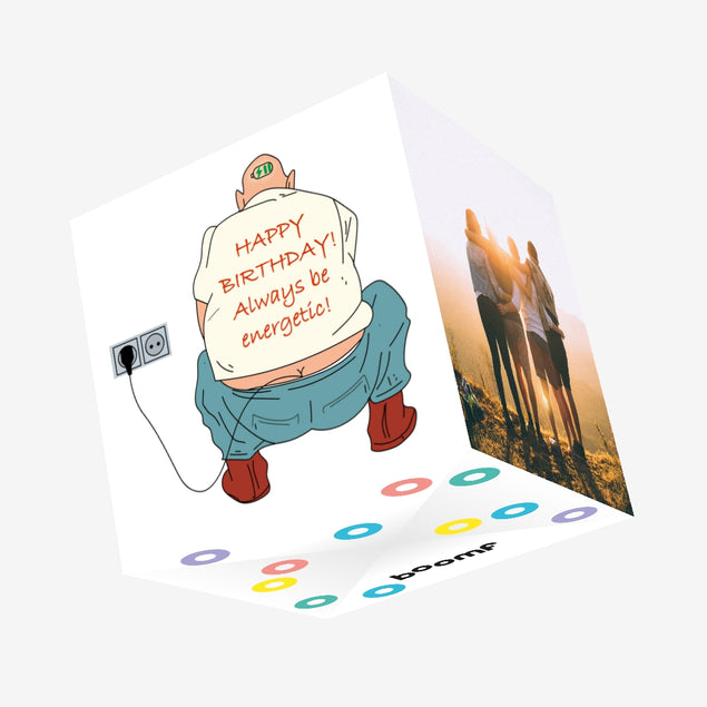 Always Be Energetic Happy Birthday Confetti-exploding Greetings Card