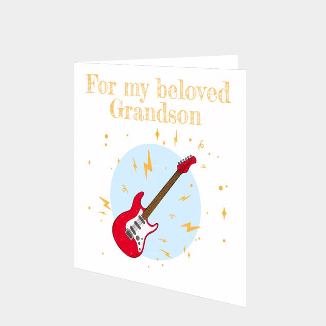 For My Beloved Grandson Acoustic Guitar Card
