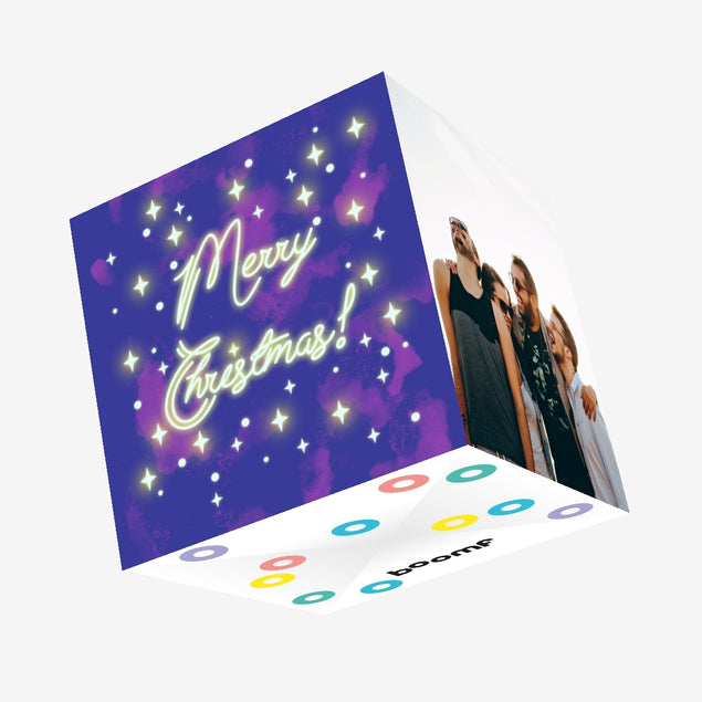 Merry Christmas Shining Stars Confetti-exploding Greetings Card