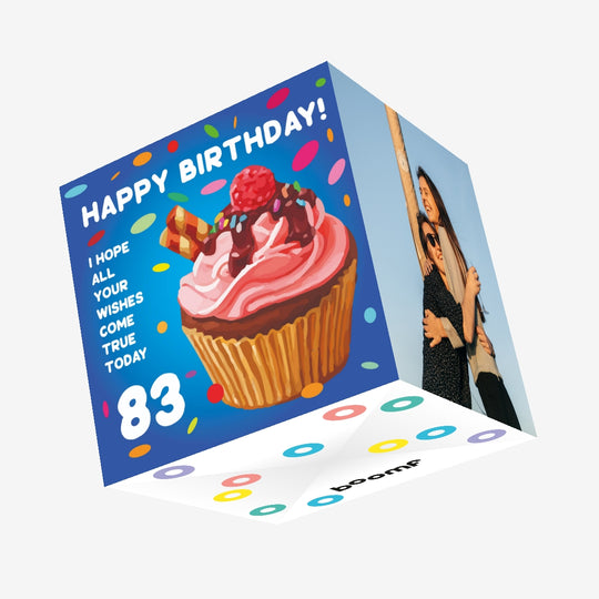 Happy 83th Birthday Cupcake Confetti-exploding Greetings Card