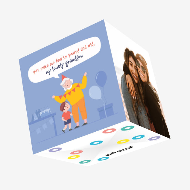 Proud Of You My Lovely Grandson Happy Birthday Confetti-exploding Greetings Card