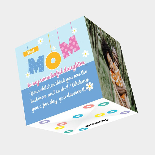 Your Children Think You Are The Best Mom Bomb 3D Cube Card