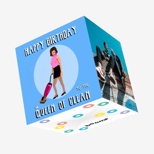 The Queen of Clean Confetti-exploding Greetings Card