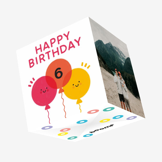 Happy Birthday Balloons Age 6 Confetti-exploding Greetings Card