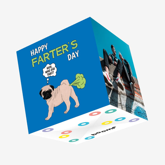 Happy Farter's Day Pug Confetti-exploding Greetings Card