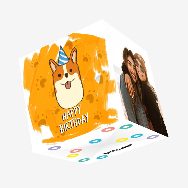 Cute Corgi Happy Birthday Confetti-exploding Greetings Card