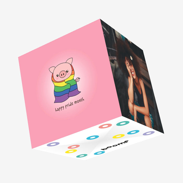 Happy Pride Month Piggy Confetti-exploding Greetings Card