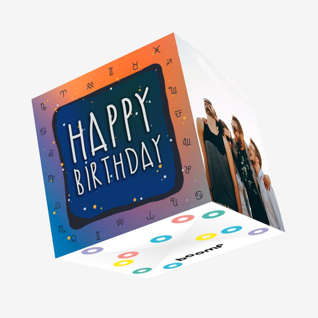 Zodiac Signs Happy Birthday Confetti-exploding Greetings Card