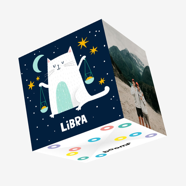 Libra Cat Star Sign Birthday Confetti-exploding Greetings Card