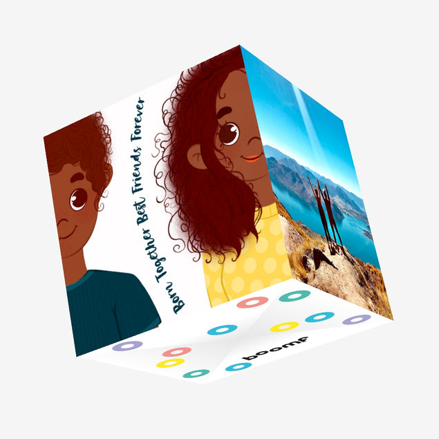 Boy And Girl Born Together Best Friends Forever Happy B-day Confetti-exploding Greetings Card