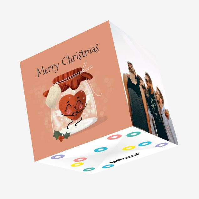 Heart In Jar Merry Christmas Confetti-exploding Greetings Card