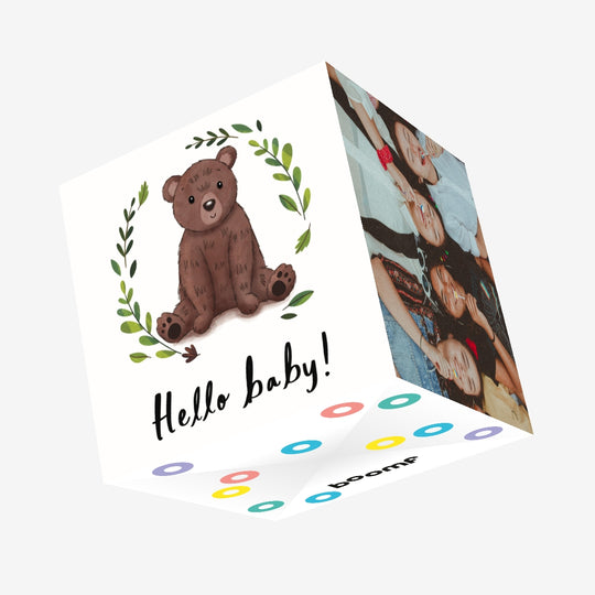 Hello Baby Bear Confetti-exploding Greetings Card