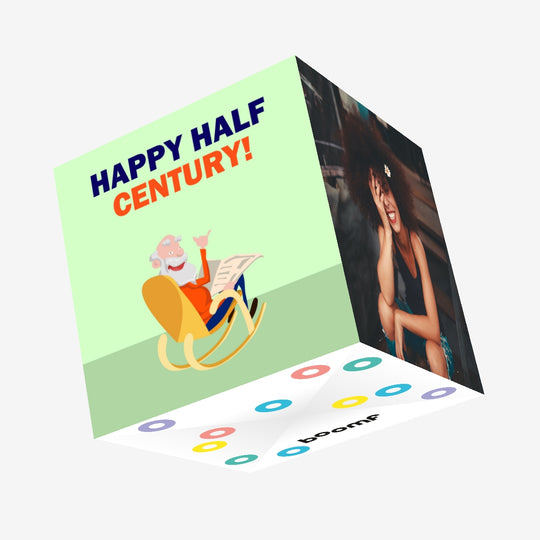 Happy Half Century Confetti-exploding Greetings Card