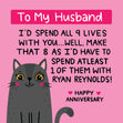 Happy Anniversary Husband 9 Lives Card Occasion_Anniversary Occasion_Wedding Anniversary Style_Funny