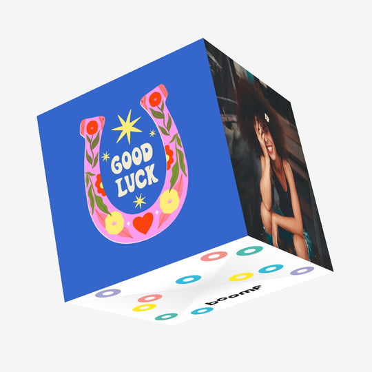 Floral Horseshoe Good Luck Confetti-exploding Greetings Card