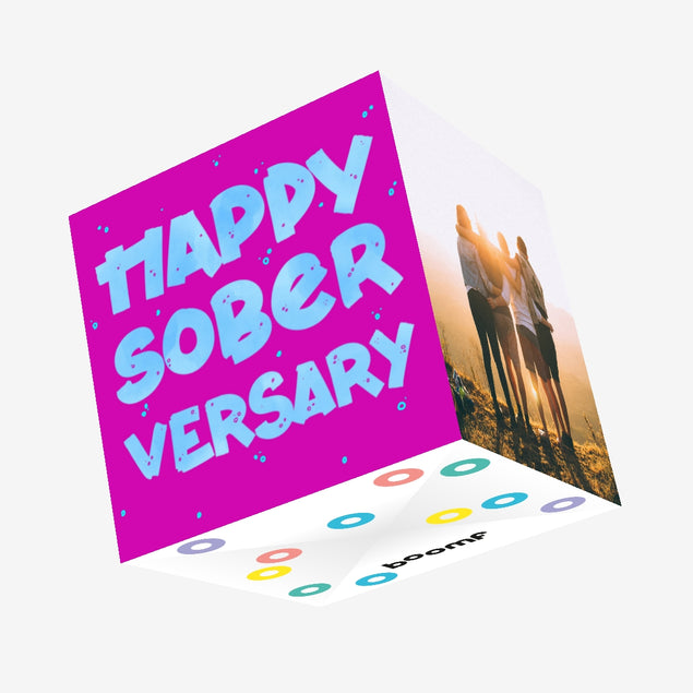 Happy Soberversary In Pink Confetti-exploding Greetings Card