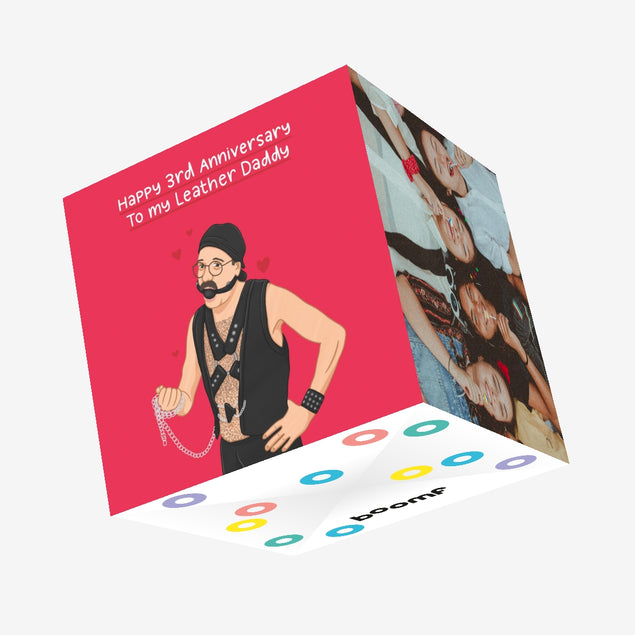 Leather Daddy 3rd Anniversary Confetti-exploding Greetings Card