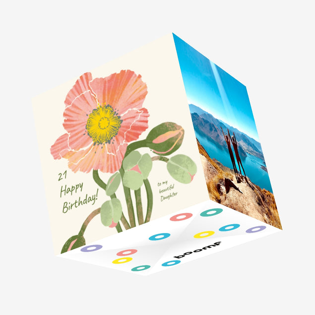 Beautiful Poppies Happy 21st Birthday Daughter Confetti-exploding Greetings Card