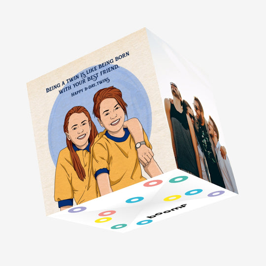 Happy Birthday Best Friends Twins Confetti-exploding Greetings Card