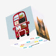 Merry Christmas Santa Driving The Red Bus Confetti-exploding Greetings Card
