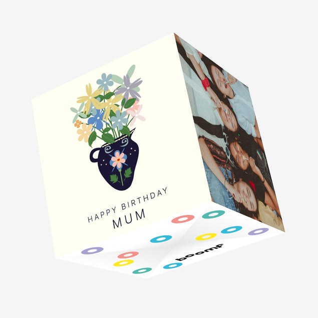 Flowers In A Vase Mum Birthday Confetti-exploding Greetings Card