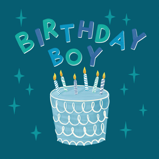 Birthday Boy Blue Cake Card