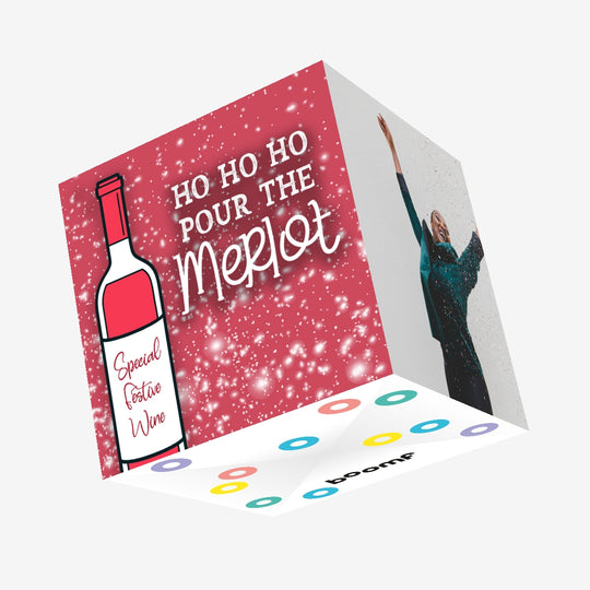Ho Ho Ho Pour The Merlot Christmas Confetti-exploding Greetings Card