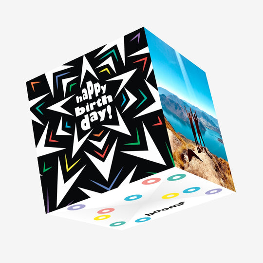 Happy Birthday Geometric Star Confetti-exploding Greetings Card
