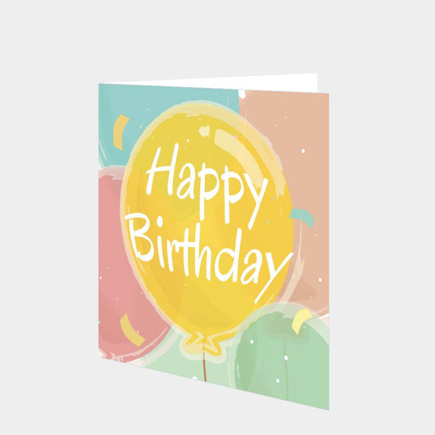 Happy Birthday Yellow Balloon Card