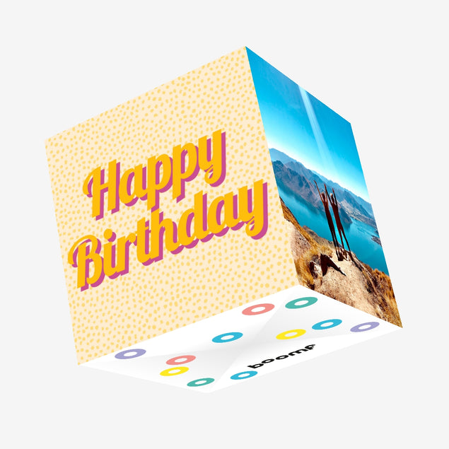 Happy Birthday Yellow Spots Confetti-exploding Greetings Card