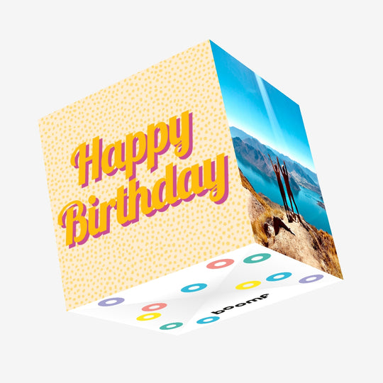 Happy Birthday Yellow Spots Confetti-exploding Greetings Card