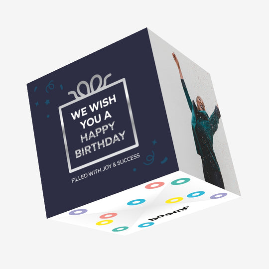 Navy Background Corporate Happy Birthday Confetti-exploding Greetings Card